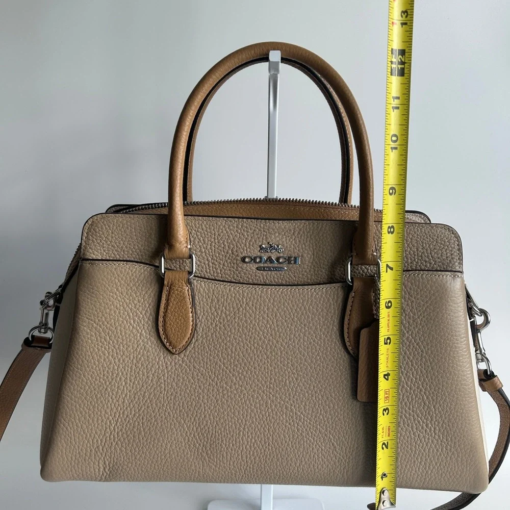 Coach Darcie Carryall Sandy Beige Multi Pebbled Leather Satchel NEW